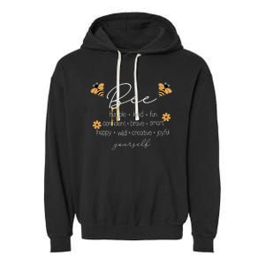 Bee Happy Kind Brave Humble Smart Positive Bumblebee Garment-Dyed Fleece Hoodie