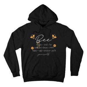 Bee Happy Kind Brave Humble Smart Positive Bumblebee Hoodie