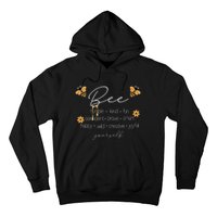 Bee Happy Kind Brave Humble Smart Positive Bumblebee Hoodie