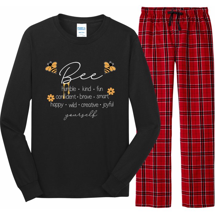 Bee Happy Kind Brave Humble Smart Positive Bumblebee Long Sleeve Pajama Set