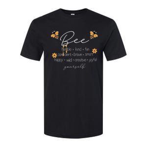 Bee Happy Kind Brave Humble Smart Positive Bumblebee Softstyle CVC T-Shirt