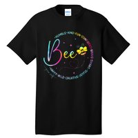 Bee Happy Kind Brave Humble Smart Positive Bumblebee Women Tall T-Shirt