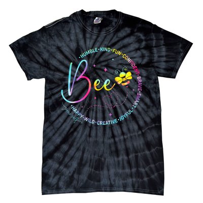 Bee Happy Kind Brave Humble Smart Positive Bumblebee Women Tie-Dye T-Shirt