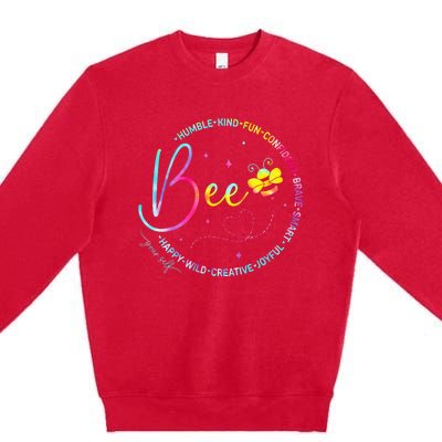 Bee Happy Kind Brave Humble Smart Positive Bumblebee Women Premium Crewneck Sweatshirt