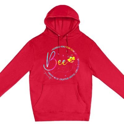 Bee Happy Kind Brave Humble Smart Positive Bumblebee Premium Pullover Hoodie