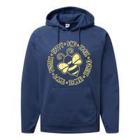 Bee Happy Kind Brave Humble Smart Positive Bumblebee Performance Fleece Hoodie