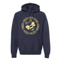 Bee Happy Kind Brave Humble Smart Positive Bumblebee Premium Hoodie