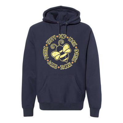 Bee Happy Kind Brave Humble Smart Positive Bumblebee Premium Hoodie