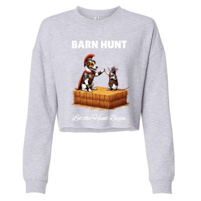 Barn Hunt Lover Cute Warrior Rat And Russell Terrier Dog Gift Cropped Pullover Crew