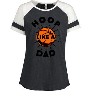 Basketball Hoop Like A Dad Enza Ladies Jersey Colorblock Tee