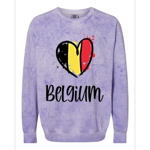 Belgium Heart Line Art Flag Cute Europe Dutch Belgian Gift Colorblast Crewneck Sweatshirt