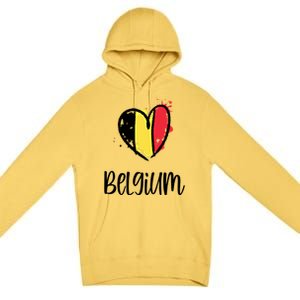 Belgium Heart Line Art Flag Cute Europe Dutch Belgian Gift Premium Pullover Hoodie