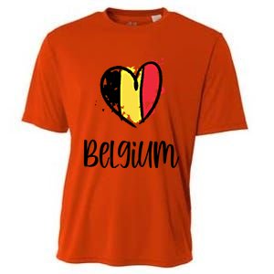 Belgium Heart Line Art Flag Cute Europe Dutch Belgian Gift Cooling Performance Crew T-Shirt