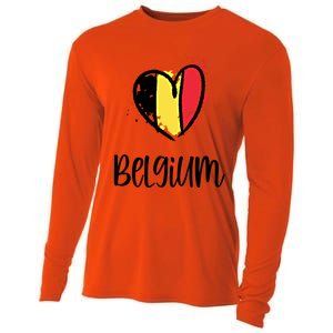 Belgium Heart Line Art Flag Cute Europe Dutch Belgian Gift Cooling Performance Long Sleeve Crew