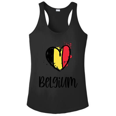 Belgium Heart Line Art Flag Cute Europe Dutch Belgian Gift Ladies PosiCharge Competitor Racerback Tank