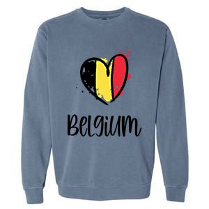 Belgium Heart Line Art Flag Cute Europe Dutch Belgian Gift Garment-Dyed Sweatshirt