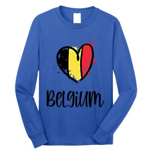 Belgium Heart Line Art Flag Cute Europe Dutch Belgian Gift Long Sleeve Shirt