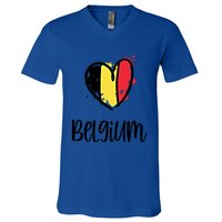 Belgium Heart Line Art Flag Cute Europe Dutch Belgian Gift V-Neck T-Shirt