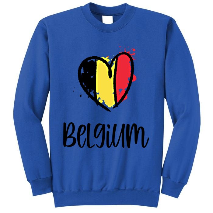 Belgium Heart Line Art Flag Cute Europe Dutch Belgian Gift Tall Sweatshirt