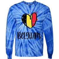 Belgium Heart Line Art Flag Cute Europe Dutch Belgian Gift Tie-Dye Long Sleeve Shirt