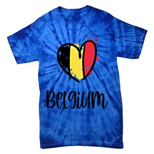 Belgium Heart Line Art Flag Cute Europe Dutch Belgian Gift Tie-Dye T-Shirt