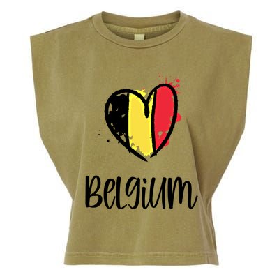 Belgium Heart Line Art Flag Cute Europe Dutch Belgian Gift Garment-Dyed Women's Muscle Tee