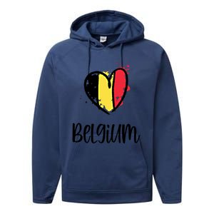 Belgium Heart Line Art Flag Cute Europe Dutch Belgian Gift Performance Fleece Hoodie