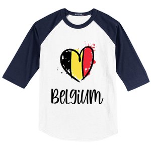 Belgium Heart Line Art Flag Cute Europe Dutch Belgian Gift Baseball Sleeve Shirt