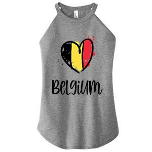 Belgium Heart Line Art Flag Cute Europe Dutch Belgian Gift Women's Perfect Tri Rocker Tank