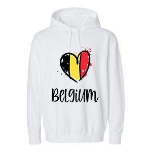 Belgium Heart Line Art Flag Cute Europe Dutch Belgian Gift Garment-Dyed Fleece Hoodie