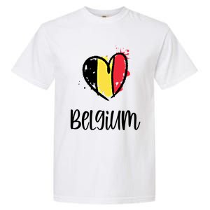 Belgium Heart Line Art Flag Cute Europe Dutch Belgian Gift Garment-Dyed Heavyweight T-Shirt