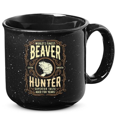 Beaver Hunting Label Worlds Finest Beaver Hunter 15oz Campfire Ceramic Mug