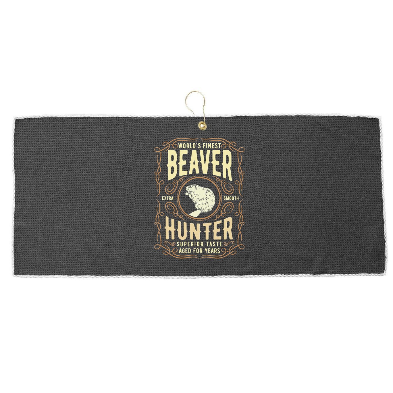 Beaver Hunting Label Worlds Finest Beaver Hunter Large Microfiber Waffle Golf Towel