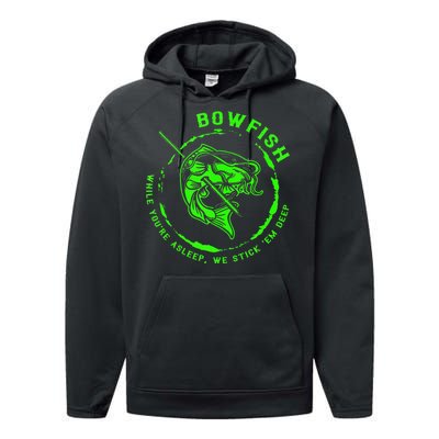 Bowfishing Hunting Lovers Funny Performance Fleece Hoodie