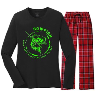 Bowfishing Hunting Lovers Funny Women's Long Sleeve Flannel Pajama Set 