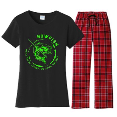 Bowfishing Hunting Lovers Funny Women's Flannel Pajama Set