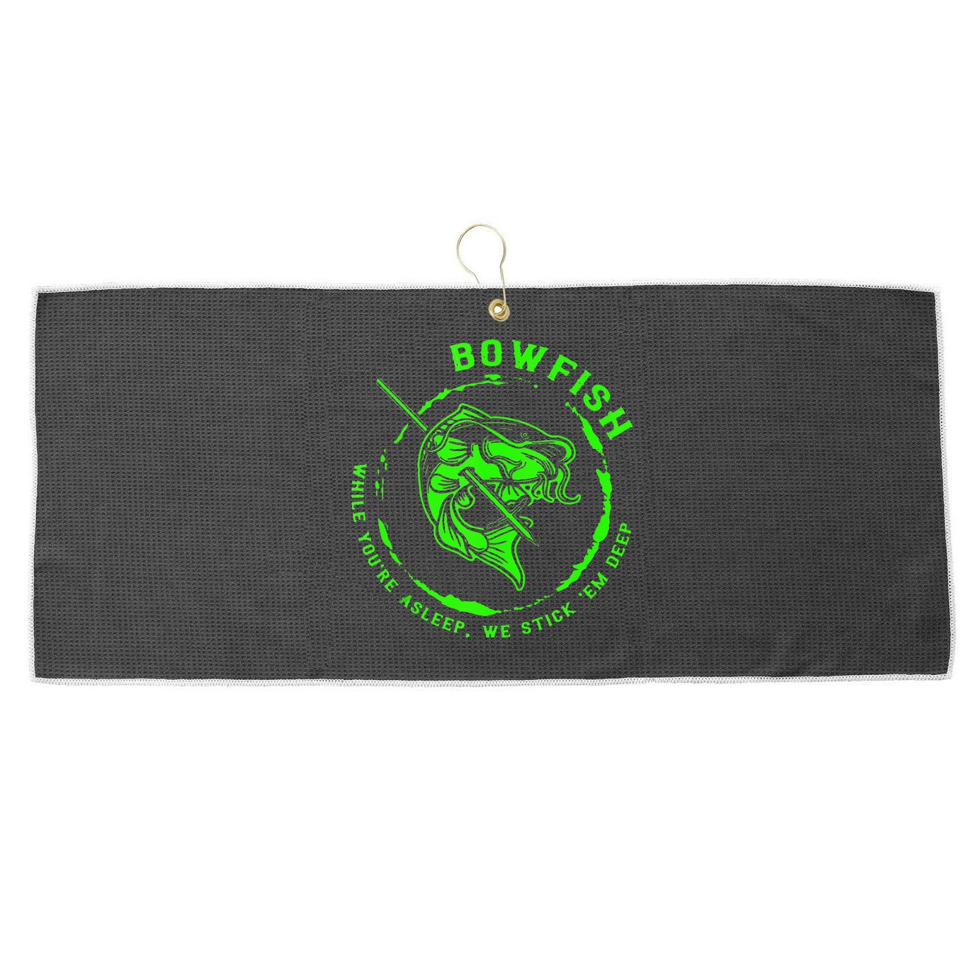Bowfishing Hunting Lovers Funny Large Microfiber Waffle Golf Towel