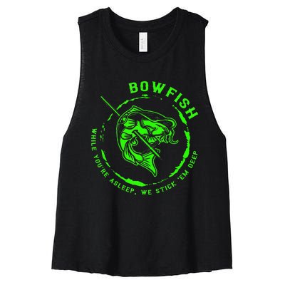 Bowfishing Hunting Lovers Funny Women's Racerback Cropped Tank