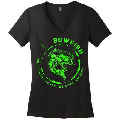 Bowfishing Hunting Lovers Funny Women's V-Neck T-Shirt