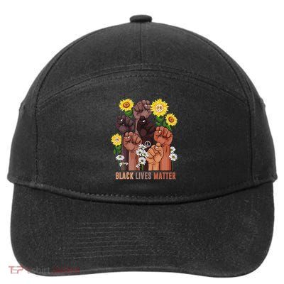 Black History Lives Matter Rise Hand Sunflower Peace African 7-Panel Snapback Hat