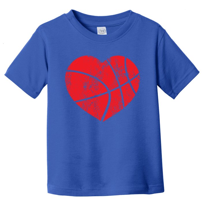 Basketball Heart Love Valentines Day Sport Player Coach Funny Gift Toddler T-Shirt