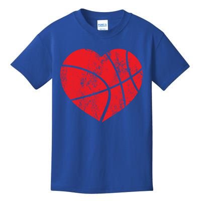 Basketball Heart Love Valentines Day Sport Player Coach Funny Gift Kids T-Shirt