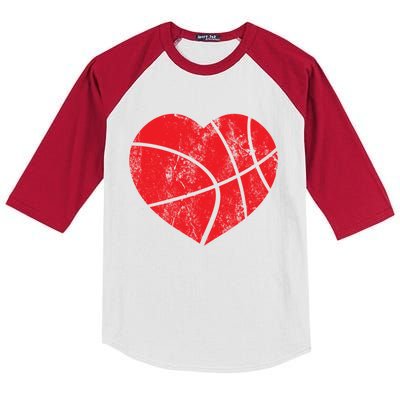 Basketball Heart Love Valentines Day Sport Player Coach Funny Gift Kids Colorblock Raglan Jersey