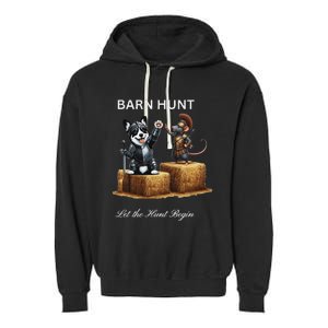 Barn Hunt Lover Warrior Rat And A Black & White Corgi Garment-Dyed Fleece Hoodie