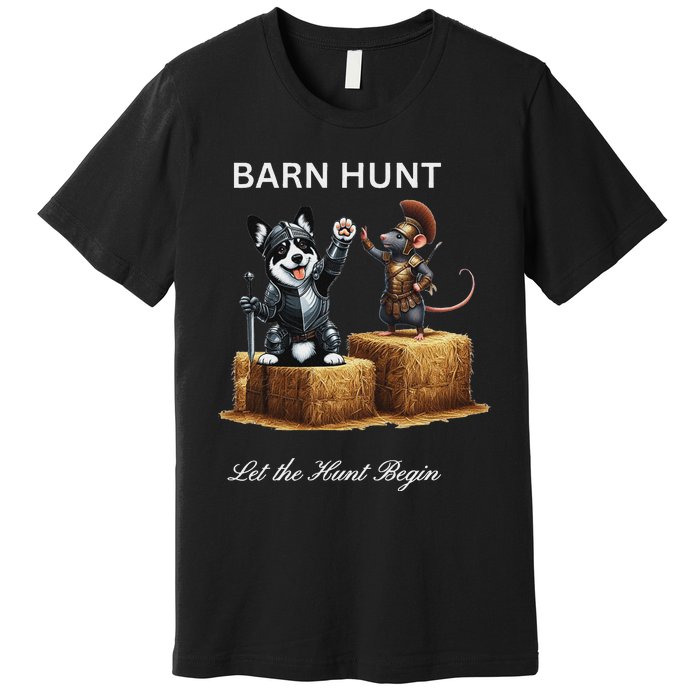 Barn Hunt Lover Warrior Rat And A Black & White Corgi Premium T-Shirt