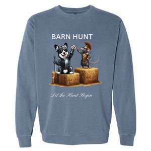 Barn Hunt Lover Warrior Rat And A Black & White Corgi Garment-Dyed Sweatshirt