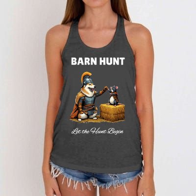 Barn Hunt Lover Warrior Rat And Icelandic Sheepdog Women's Knotted Racerback Tank