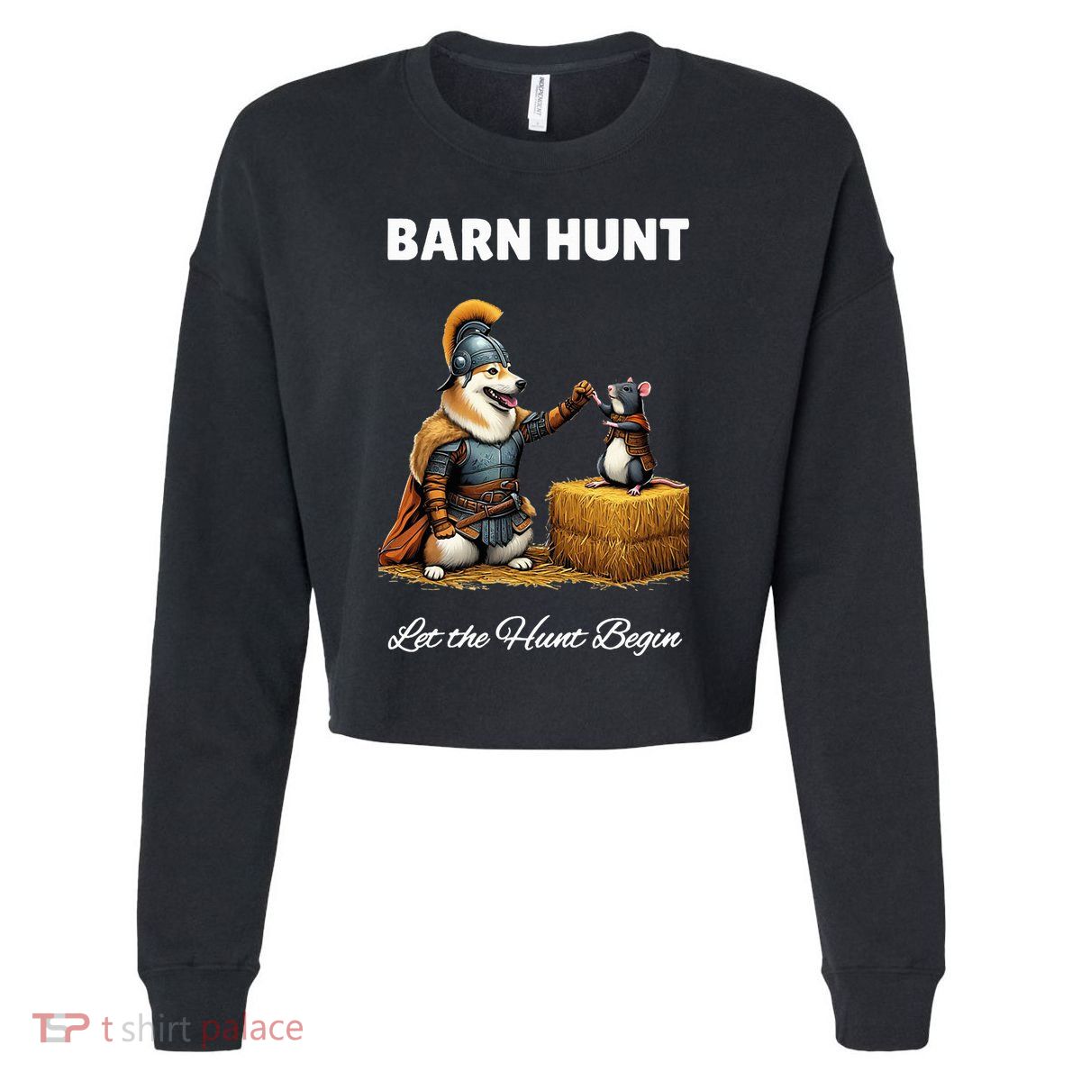Barn Hunt Lover Warrior Rat And Icelandic Sheepdog Cropped Pullover Crew