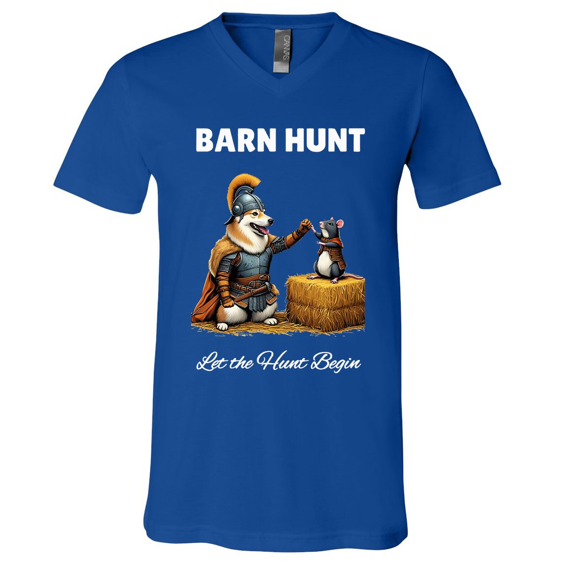 Barn Hunt Lover Warrior Rat And Icelandic Sheepdog V-Neck T-Shirt