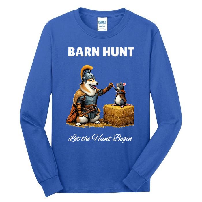 Barn Hunt Lover Warrior Rat And Icelandic Sheepdog Tall Long Sleeve T-Shirt